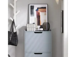 SoBuy Sitzbänke^Schuhkipper mit 3 Klappen Schuhschrank Schuhkommode Hellgrau FSR151-H-HG