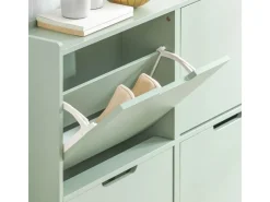 SoBuy Sitzbänke^Schuhkipper mit 4 Klappen Schuhschrank Schuhkommode Grün FSR100-GR