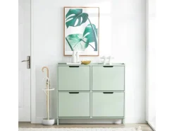 SoBuy Sitzbänke^Schuhkipper mit 4 Klappen Schuhschrank Schuhkommode Grün FSR100-GR