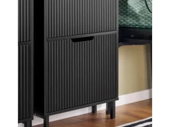 SoBuy Regale Schwarz^Schuhkipper mit 3 Klappen Schuhschrank Schmal für Diele Flur FSR177-H-SCH