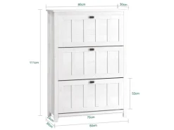 SoBuy Schuhkipper mit 3 Klappen Schuhschrank Schuhregal Weiß FSR162-W