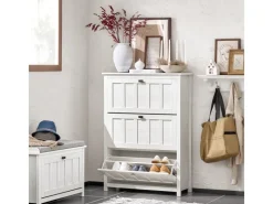 SoBuy Schuhkipper mit 3 Klappen Schuhschrank Schuhregal Weiß FSR162-W