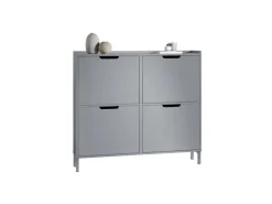 SoBuy Sitzbänke^Schuhkipper mit 4 Klappen Schuhschrank Schuhkommode Hellgrau FSR100-HG