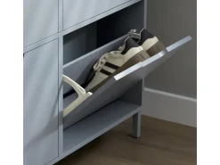 SoBuy Sitzbänke^Schuhkipper mit 4 Klappen Schuhschrank Schuhkommode Hellgrau FSR100-HG