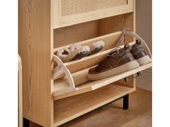 SoBuy Schuhkipper mit 3 Klappen Schuhschrank Schuhkommode Natur FSR155-N