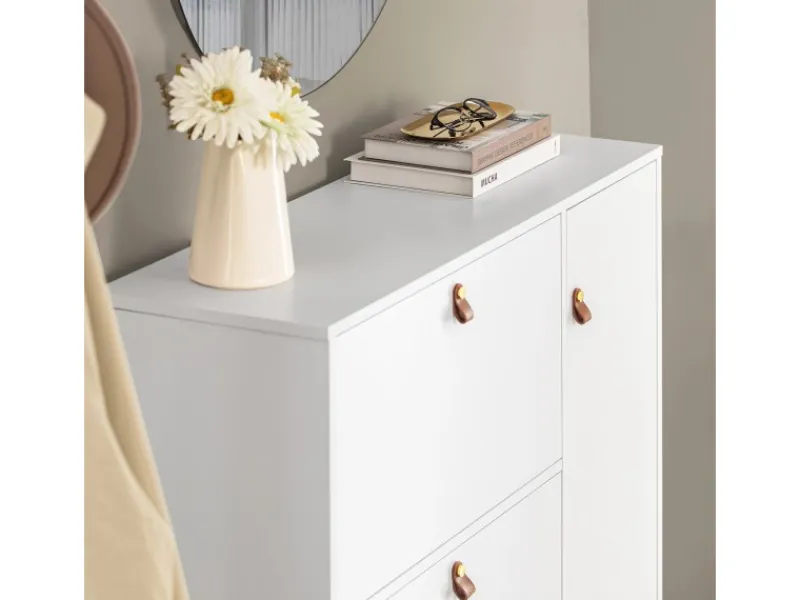 SoBuy Schuhkipper mit 3 Klappen Schuhschrank Schuhkommode Weiß FSR107-W