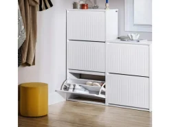SoBuy Schuhkipper mit 3 Klappen Schuhschrank Schuhkommode Weiß FSR165-H-W