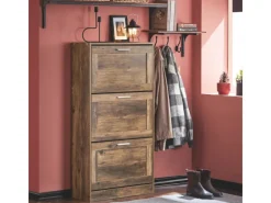 SoBuy Schuhkipper Schuhschrank mit 3 Klappen Schuhkommode FSR137-L-F