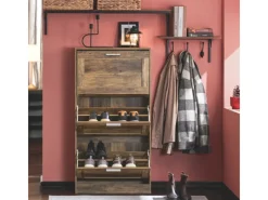 SoBuy Schuhkipper Schuhschrank mit 3 Klappen Schuhkommode FSR137-L-F