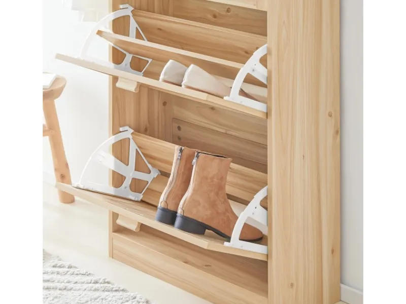 SoBuy Sitzbänke^Schuhschrank mit 3 Klappen Schuhregal Schuhkommode 60x118x24cm Natur FSR159-N