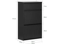 SoBuy Regale Schwarz|Sitzbänke^Schuhschrank mit 2 Klappen und 1 Schublade Schuhkommode 61x100x26cm Schwarz FSR165-SCH
