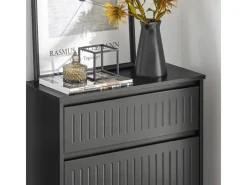 SoBuy Regale Schwarz|Sitzbänke^Schuhschrank mit 2 Klappen und 1 Schublade Schuhkommode 61x100x26cm Schwarz FSR165-SCH