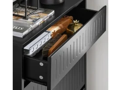 SoBuy Regale Schwarz|Sitzbänke^Schuhschrank mit 2 Klappen und 1 Schublade Schuhkommode 61x100x26cm Schwarz FSR165-SCH