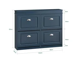 SoBuy Regale Massivholz^Schuhschrank mit 4 Klappen Schuhkommode MDF Schuhregal 105x82x24cm Blau FSR79-B
