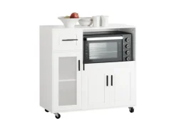 SoBuy Schränke^Sideboard auf Rollen Küchenwagen Mikrowellenschrank Rollwagen FSB78-W