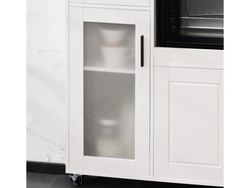 SoBuy Schränke^Sideboard auf Rollen Küchenwagen Mikrowellenschrank Rollwagen FSB78-W