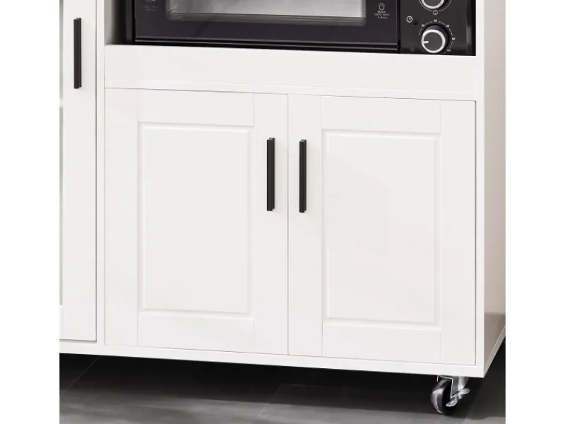 SoBuy Schränke^Sideboard auf Rollen Küchenwagen Mikrowellenschrank Rollwagen FSB78-W