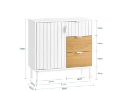 SoBuy Sideboard Küchenschrank Kommode Weiß/Natur 75x76x35cm FSB91-WN