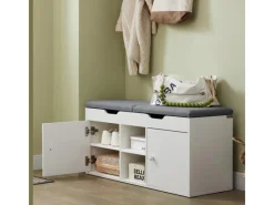 SoBuy Sitzbank mit 2 Sitzkissen und Stauraum PB Weiß FSR96-W