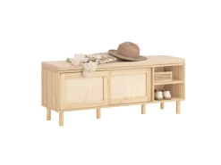 SoBuy Sitzbank mit Stauraum Schuhbank Schuhregal Natur FSR163-N