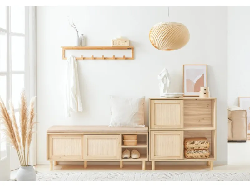 SoBuy Sitzbank mit Stauraum Schuhbank Schuhregal Natur FSR163-N