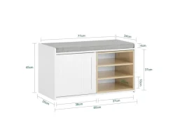 SoBuy Sitzbank mit Stauraum und Sitzfläche Weiß Holz FSR109-WN