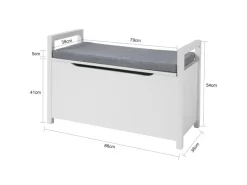 SoBuy Sitztruhe mit Klappe Spieltruhe Weiß Holzwerkstoff FSR76-W