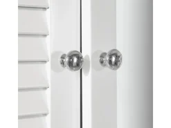 SoBuy Spiegelschrank mit Lamellentür Hängeschrank Wandschrank Weiß BZR55-W