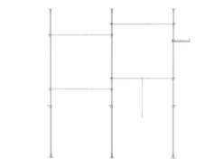 SoBuy Garderoben^Teleskop Kleiderständer mit 4 Kleiderstangen Garderobenständer Grau KLS03-II-HG