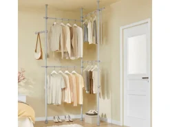 SoBuy Garderoben^Teleskop Kleiderständer mit 4 Kleiderstangen Garderobenständer Grau KLS03-II-HG