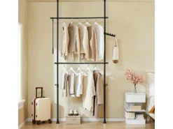 SoBuy Teleskop Kleiderständer mit 2 Kleiderstangen Garderobenständer FRG109-II-SCH