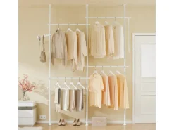 SoBuy Teleskop Kleiderständer mit 4 Kleiderstangen Garderobenständer KLS03-II-W