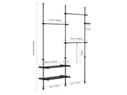 SoBuy Teleskop Kleiderständer mit 3 Kleiderstange und 2 Ablagen Garderobenständer FRG34-II-SCH