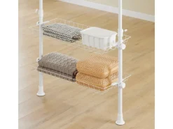 SoBuy Teleskop Kleiderständer mit 5 Kleiderstangen und 2 Körben Garderobenständer KLS04-II-W