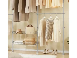 SoBuy Teleskop Kleiderständer mit 5 Kleiderstangen und 2 Körben Garderobenständer KLS04-II-HG