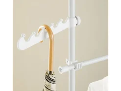 SoBuy Garderoben^Teleskop Kleiderständer mit 3 Kleiderstange und 2 Ablagen Garderobenständer Weiß FRG34-II-W