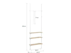 SoBuy Teleskopstange Kleiderständer mit 1 Kleiderstange und 3 Ablagen KLS14-WN