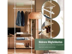 SoBuy Teleskopstange Kleiderständer mit 1 Kleiderstange und 3 Ablagen KLS14-WN