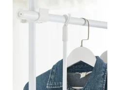 SoBuy Teleskopstange Kleiderständer mit 1 Kleiderstange und 3 Ablagen KLS14-WN