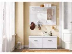 SoBuy Wandgarderobe Garderobenleiste mit Regal und Haken Garderobenpaneel für Flur FHK36-W