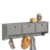 SoBuy Garderoben^Wandgarderobe mit 3 Körben und 5 Haken MDF Vlies Grau FRG282-HG