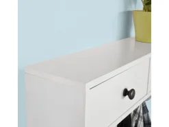 SoBuy Regal Weiß|Wandregale^Wandgarderobe mit 2 Schubladen und 5 Haken Holz Weiß FRG178-W