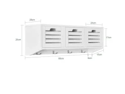 SoBuy Garderoben^Wandgarderobe mit 3 Körben und 4 Haken MDF Weiß FHK19-W