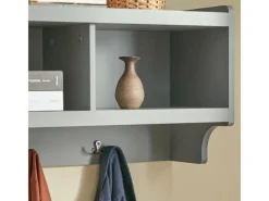 SoBuy Wandgarderobe mit 3 Körben und 4 Haken MDF Grau FHK28-HG