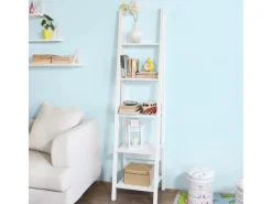 SoBuy Wandregal Badregal Leiterregal Standregal Bücherregal Weiß FRG101-W