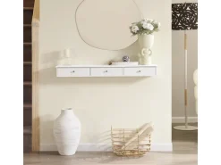 SoBuy Wandschrank mit 3 Schubladen Hängeschrank Weiß FRG43-L-W