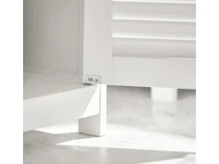 SoBuy Waschbeckenunterschrank Badschrank mit 2 Lamellentüren MDF 60x58x35cm Weiß FRG237-W