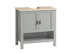 SoBuy Waschbeckenunterschrank Badschrank mit 2 Türen und 1 Fach 60x60x30cm Grau BZR69-HG