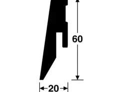 Sockelleiste Iced Oak 60 mm x 20 mm Länge 2600