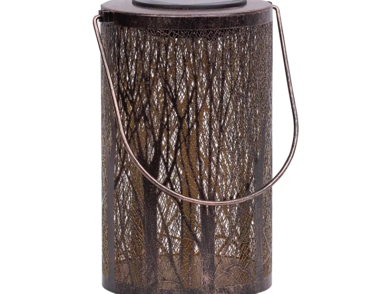 Laternen^Solarleuchte Laterne mit Astmuster Rostfarben